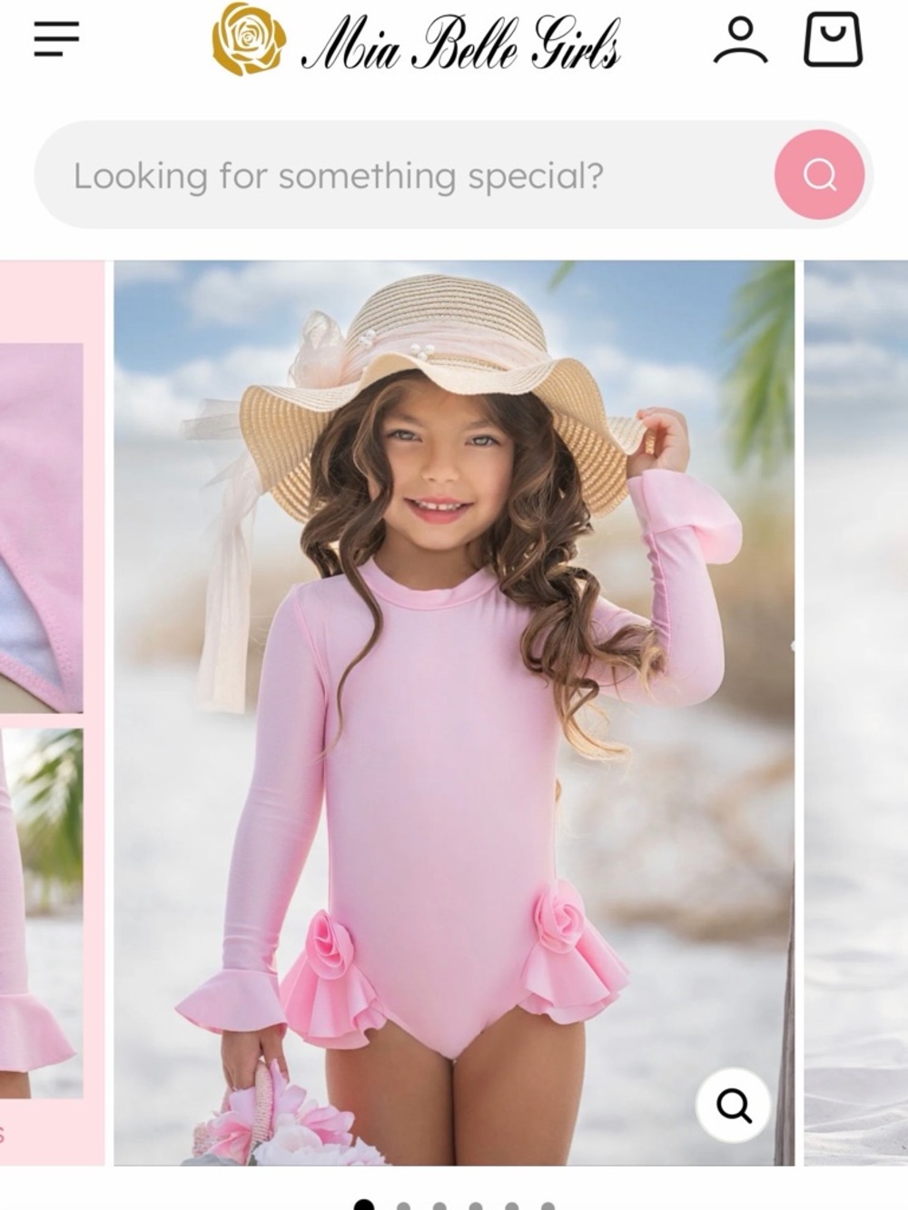 Toddler Girl Mia Belle Pink Long-Sleeve Ruffle One-Piece Swimsuit